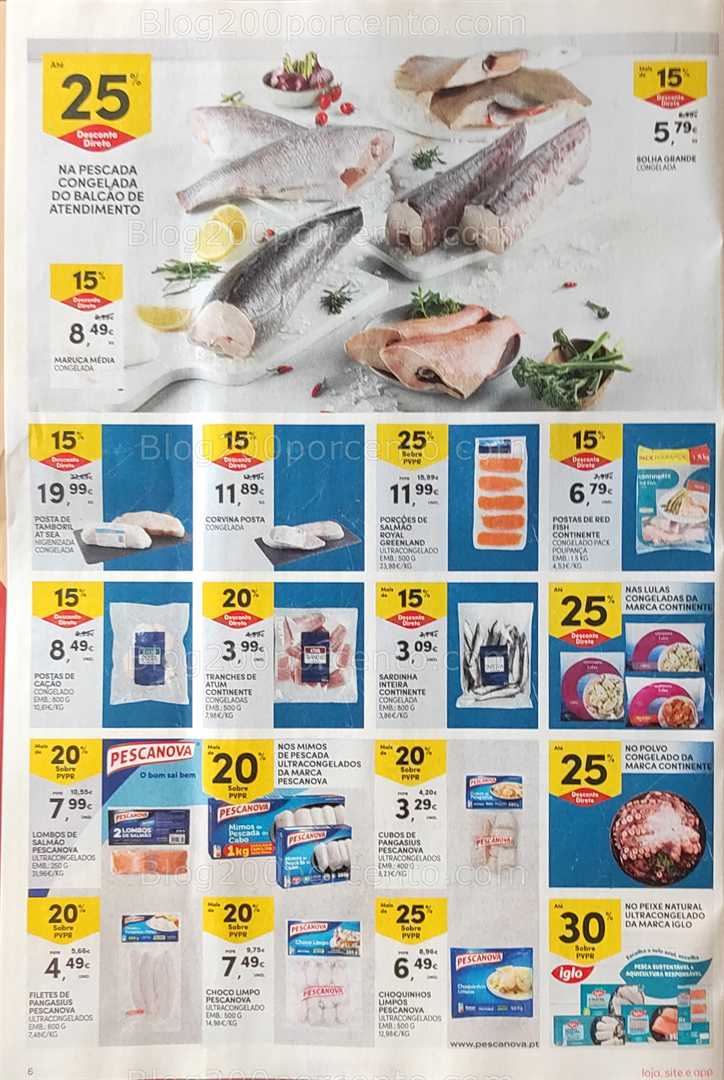 Antevisão Folheto CONTINENTE Promoções de 12 a 18 agosto, na página 7, encontra: peixe, ultracongelados, promoções, alimentação, mercearia