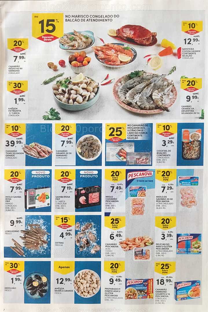 Antevisão Folheto CONTINENTE Promoções de 12 a 18 agosto, na página 8, encontra: marisco, peixe, promoções, alimentação, frescos