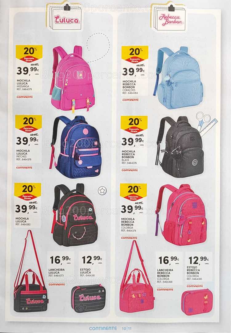 Antevisão Folheto CONTINENTE Regresso às Aulas - 12 agosto a 21 setembro, na página 11, encontra: mochilas, acessórios, escolar, promoções, moda