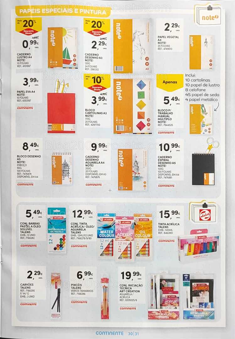 Antevisão Folheto CONTINENTE Regresso às Aulas - 12 agosto a 21 setembro, na página 31, encontra: papelaria, arte, pintura, escolar, promoções