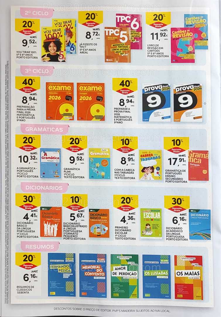 Antevisão Folheto CONTINENTE Regresso às Aulas - 12 agosto a 21 setembro, na página 36, encontra: livros, educação, escola, literatura, promoções
