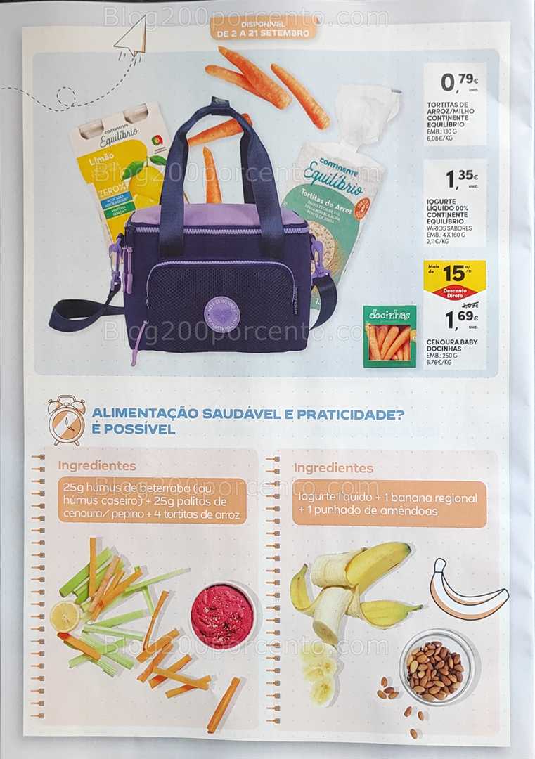 Antevisão Folheto CONTINENTE Regresso às Aulas - 12 agosto a 21 setembro, na página 50, encontra: alimentos, bebidas, saúde, promoções, snacks