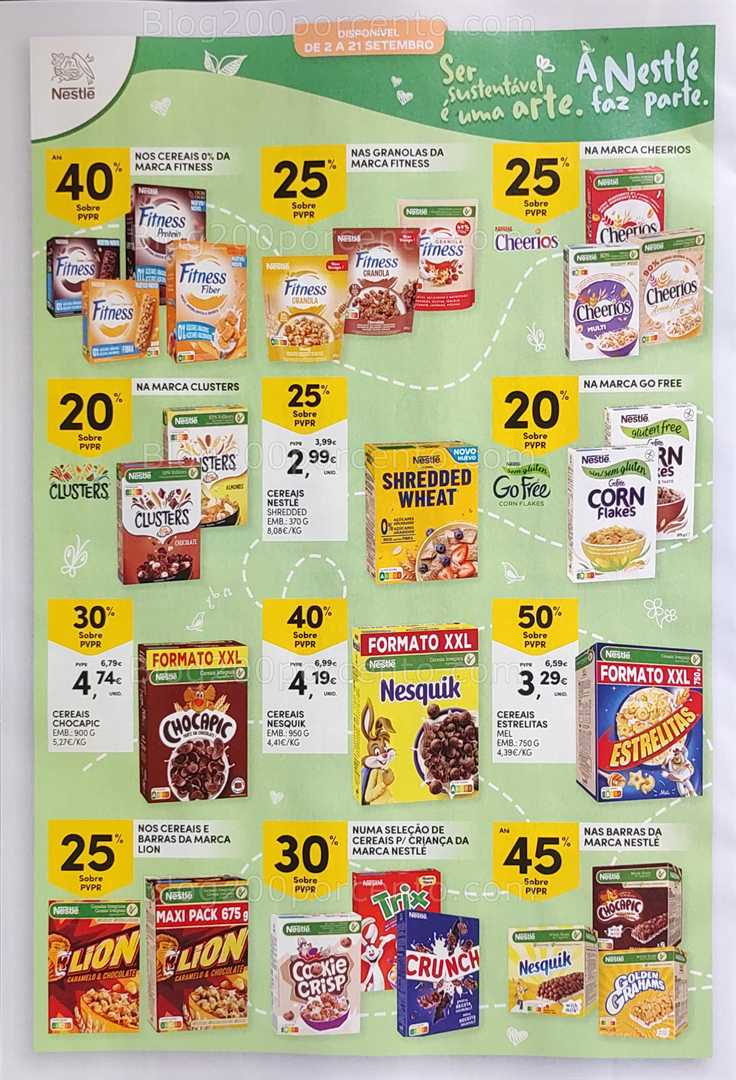 Antevisão Folheto CONTINENTE Regresso às Aulas - 12 agosto a 21 setembro, na página 54, encontra: alimentos, promoções, cereais, saudável, Nestlé