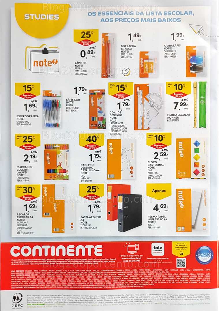 Antevisão Folheto CONTINENTE Regresso às Aulas - 12 agosto a 21 setembro, na página 68, encontra: escolar, papelaria, material, promoções, ofertas