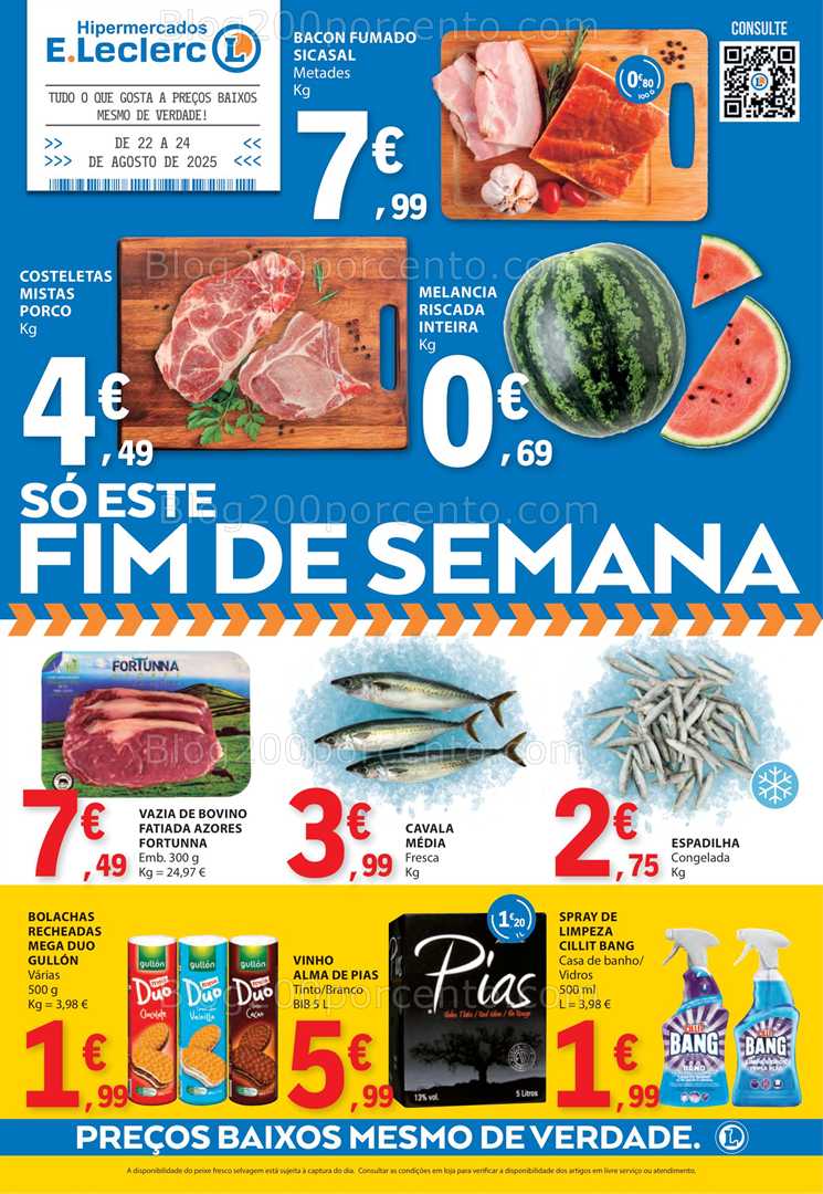 Antevisão Folheto E-LECLERC Promoções Fim de Semana - 22 a 24 agosto
