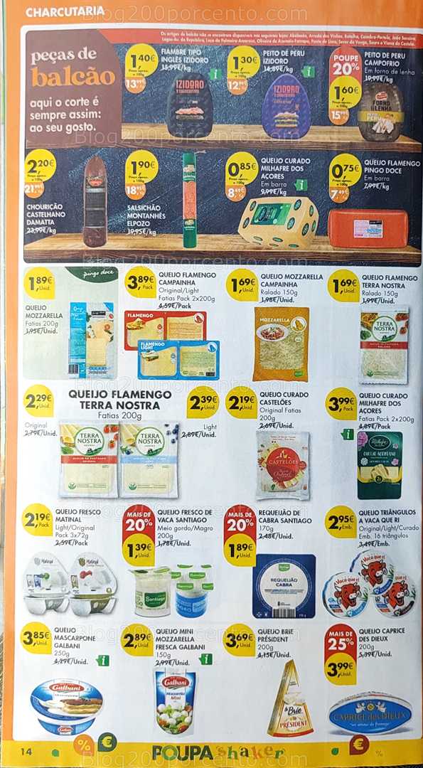 Antevisão Folheto PINGO DOCE Promoções de 12 a 18 agosto, na página 15, encontra: charcutaria, queijos, promoções, alimentação, mercearia
