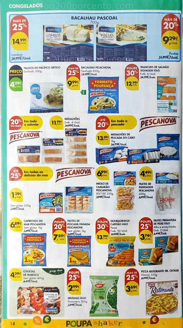 Antevisão Folheto PINGO DOCE Promoções de 12 a 18 agosto, na página 19, encontra: congelados, peixe, marisco, legumes, promoções