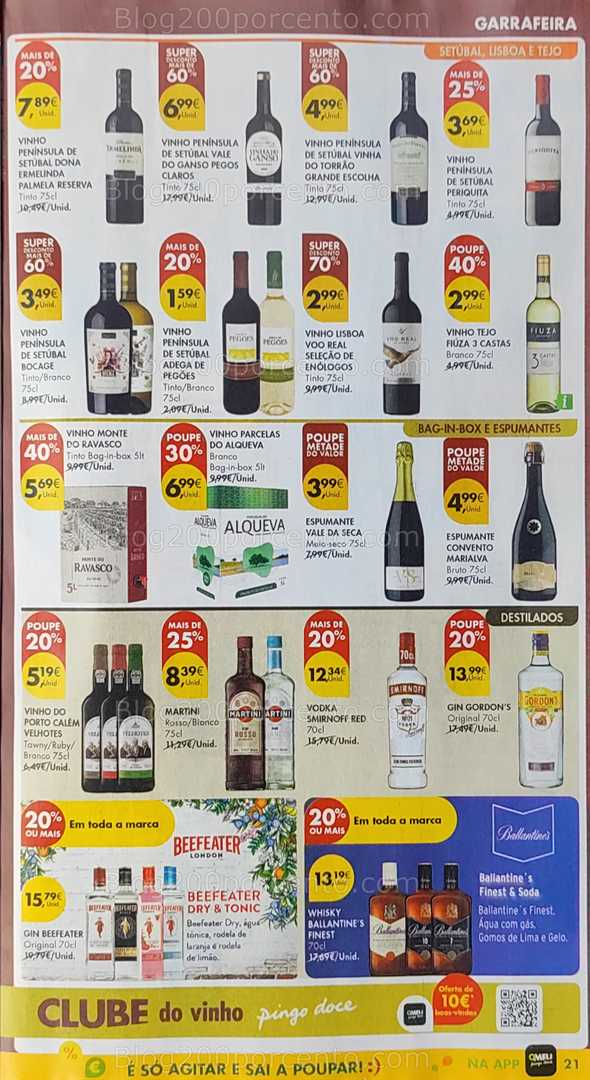 Antevisão Folheto PINGO DOCE Promoções de 12 a 18 agosto, na página 22, encontra: bebidas, vinho, espumantes, destilados, promoções