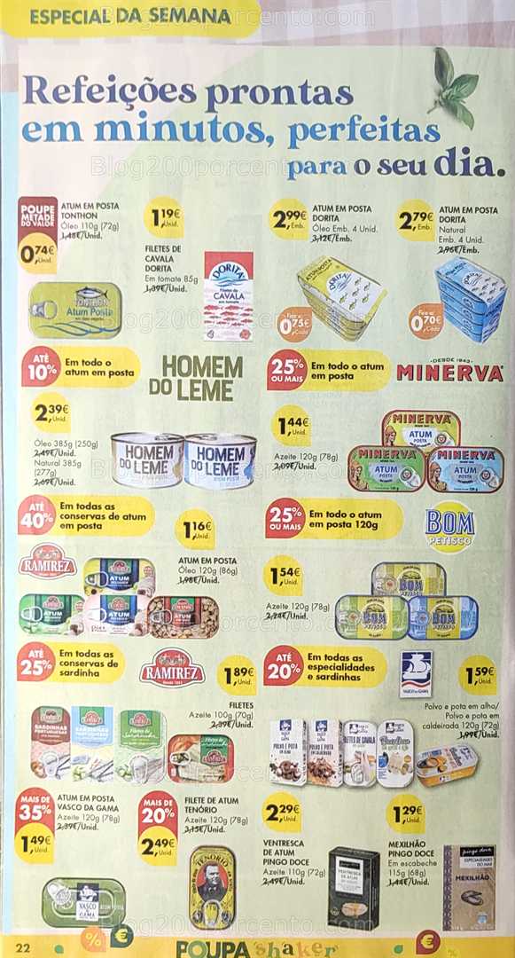 Antevisão Folheto PINGO DOCE Promoções de 12 a 18 agosto, na página 23, encontra: alimentos, peixe, conservas, promoções, mercearia