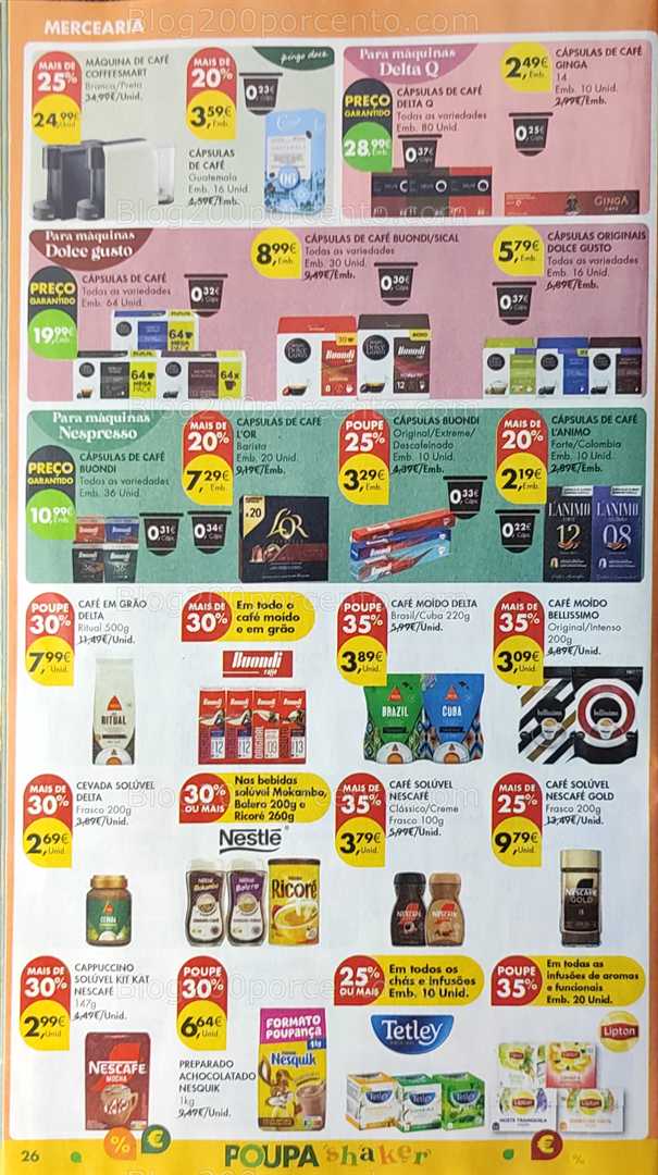 Antevisão Folheto PINGO DOCE Promoções de 12 a 18 agosto, na página 27, encontra: alimentos, bebidas, mercearia, promoções, cafés
