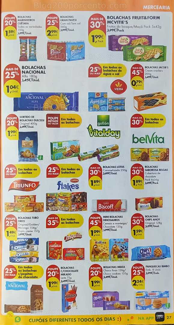 Antevisão Folheto PINGO DOCE Promoções de 12 a 18 agosto, na página 28, encontra: alimentos, mercearia, promoções, doces, snacks