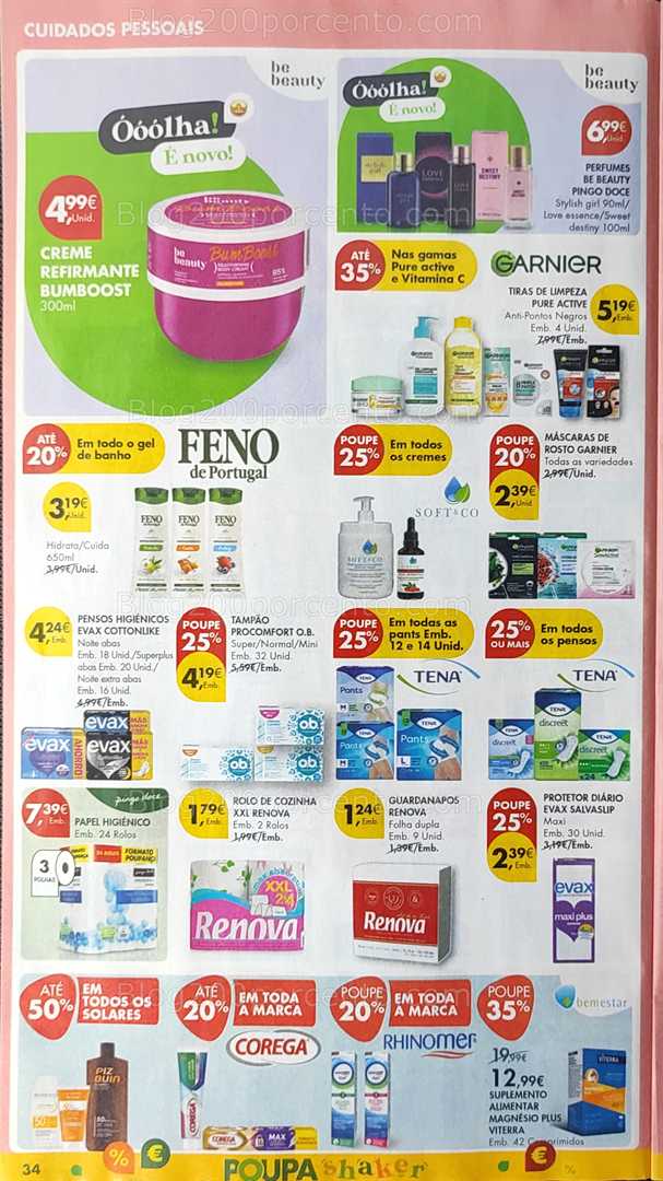 Antevisão Folheto PINGO DOCE Promoções de 12 a 18 agosto, na página 35, encontra: cuidados pessoais, higiene, beleza, promoções, saúde