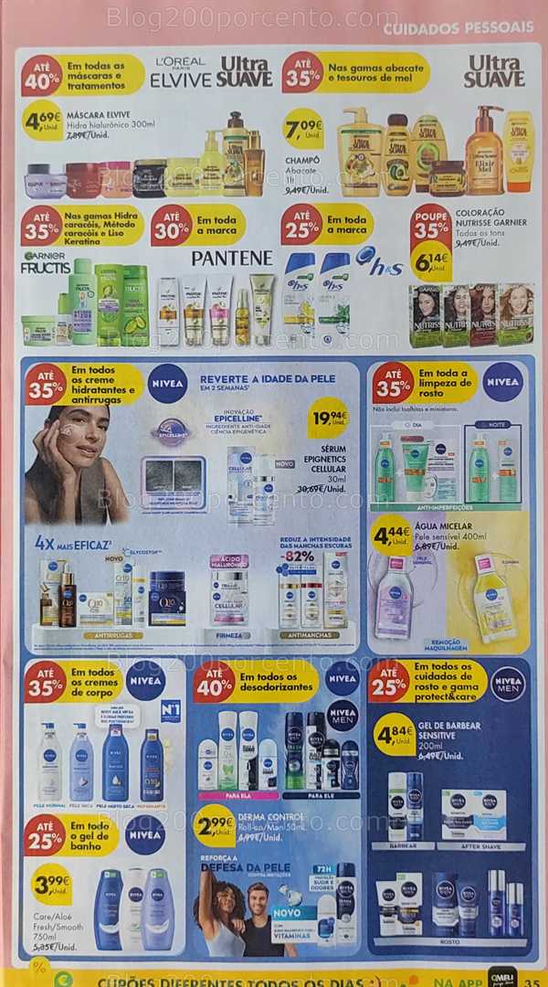 Antevisão Folheto PINGO DOCE Promoções de 12 a 18 agosto, na página 36, encontra: cuidados pessoais, higiene, beleza, pele, cabelo