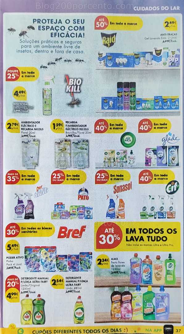 Antevisão Folheto PINGO DOCE Promoções de 12 a 18 agosto, na página 38, encontra: limpeza, inseticidas, ambientadores, detergentes, casa