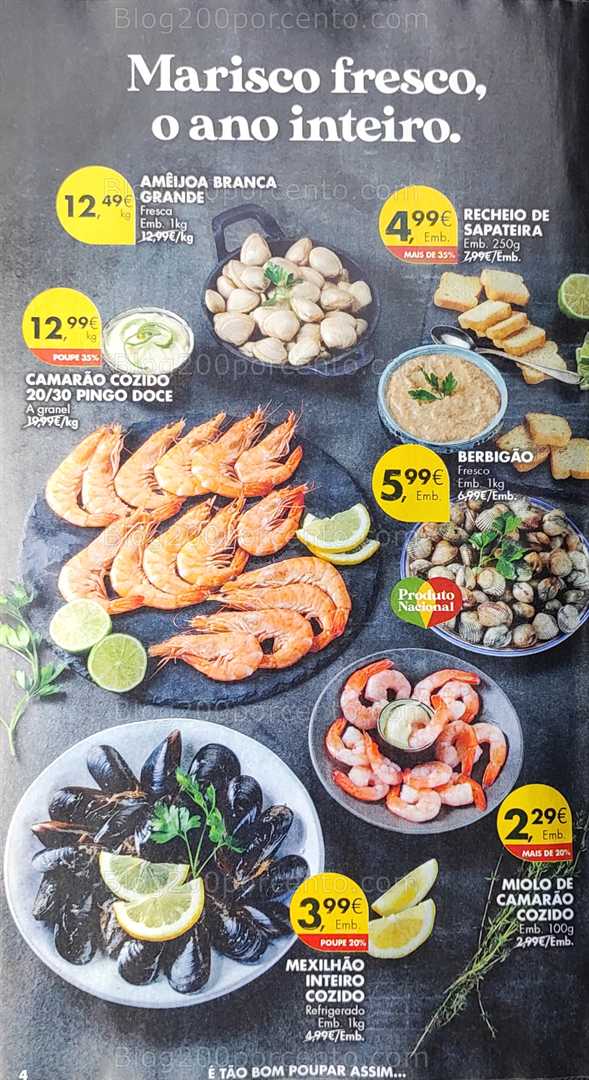 Antevisão Folheto PINGO DOCE Promoções de 12 a 18 agosto, na página 5, encontra: alimentos, peixe, marisco, promoções, supermercado