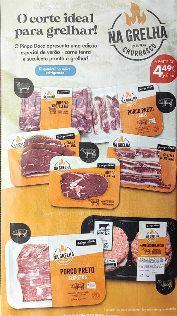 Antevisão Folheto PINGO DOCE Promoções de 12 a 18 agosto, na página 7, encontra: alimentos, carne, promoções, verão, grelhados
