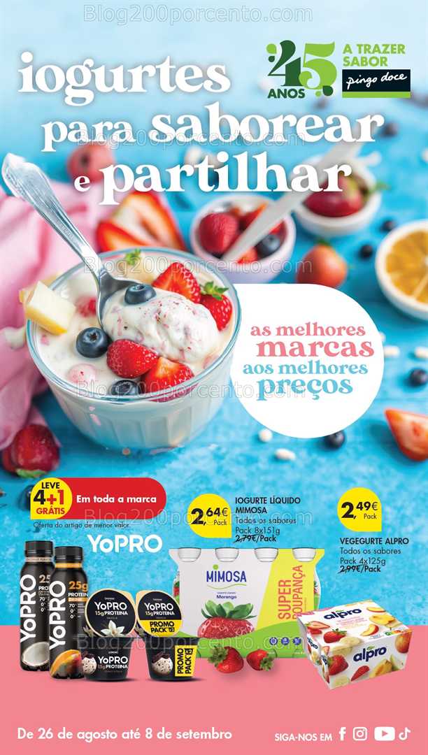 Antevisão Folheto PINGO DOCE Especial Iogurtes Promoções de 26 agosto a 6 setembro