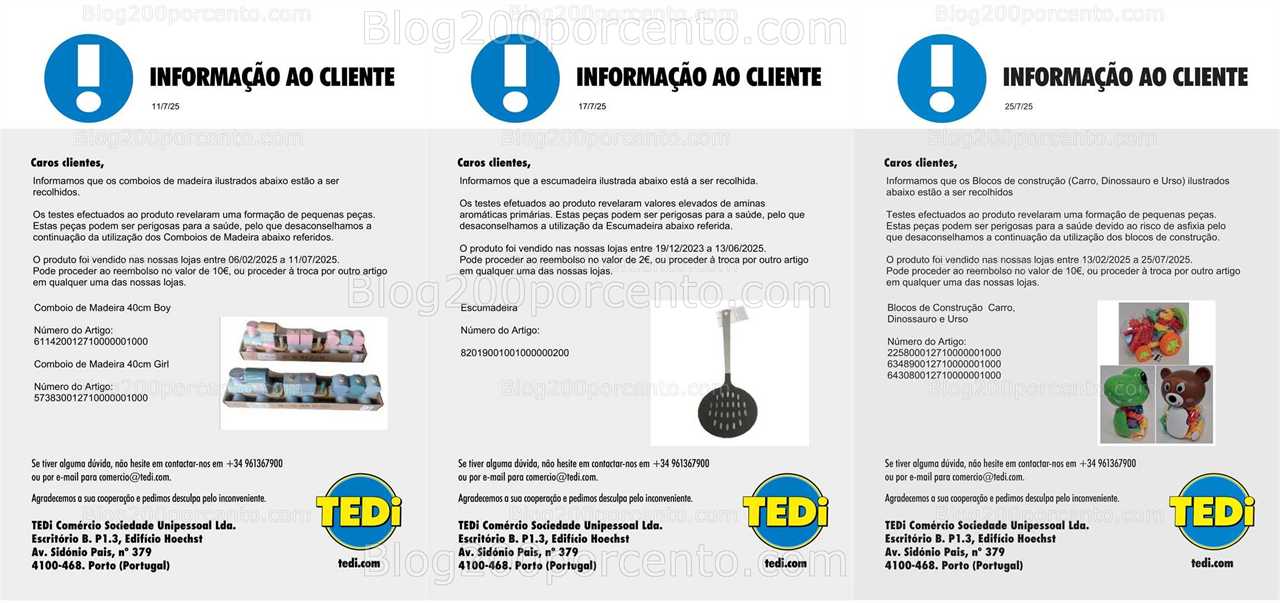 ALERTA - Recolha de Produtos TEDI são vários produtos a recolher