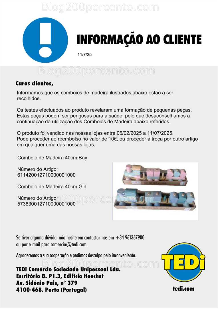 ALERTA - Recolha de Produtos TEDI são vários produtos a recolher
