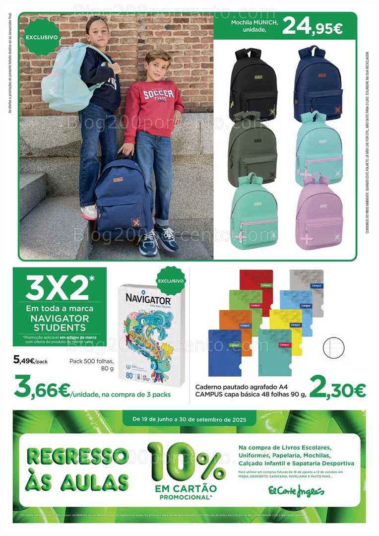 Antevisão Folheto EL CORTE INGLÉS Regresso às Aulas Promoções de 29 agosto 18 setembro