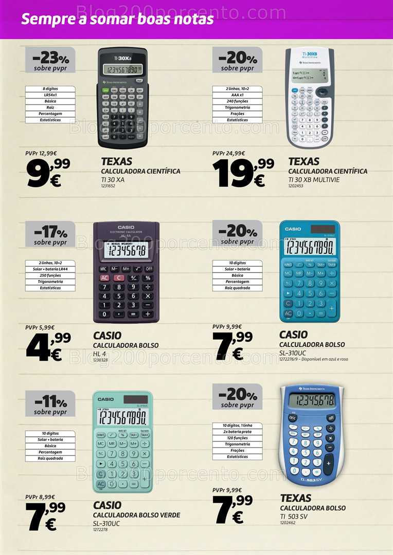 Antevisão Folheto RADIO POPULAR Regresso às Aulas Calculadoras - 1 a 30 setembro
