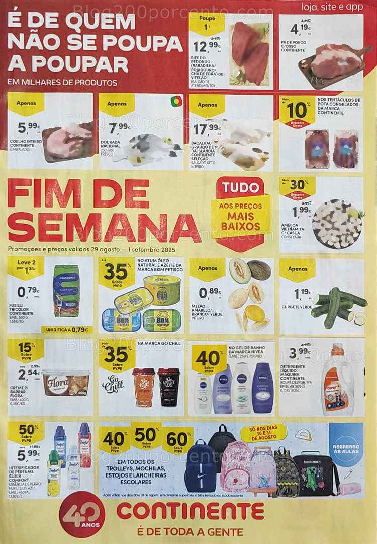 Antevisão Folheto CONTINENTE Promoções Fim de Semana - 29 agosto a 1 setembro