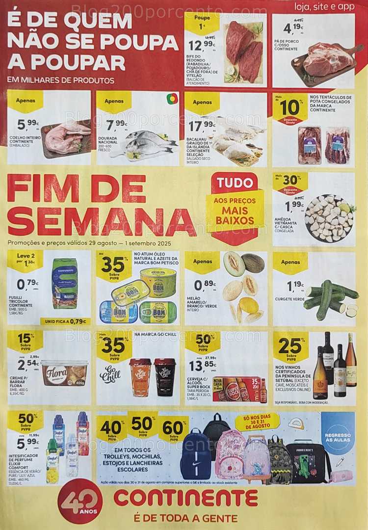Antevisão Folheto CONTINENTE Promoções Fim de Semana - 29 agosto a 1 setembro