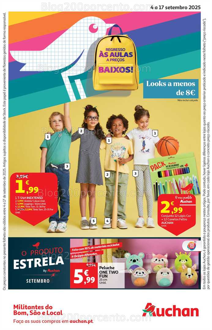 Antevisão Folheto AUCHAN Regresso às Aulas Promoções de 4 a 17 setembro
