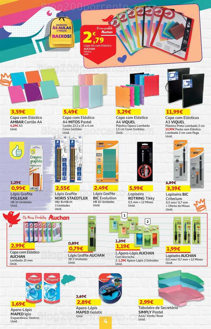 Antevisão Folheto AUCHAN Regresso às Aulas Promoções de 4 a 17 setembro