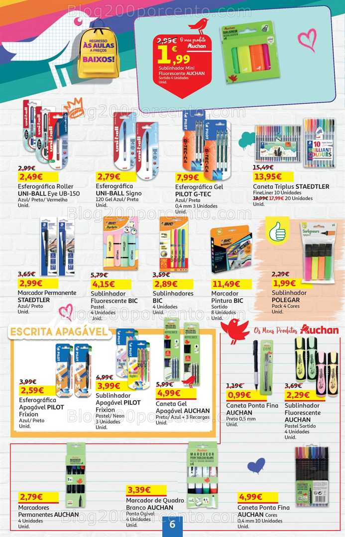Antevisão Folheto AUCHAN Regresso às Aulas Promoções de 4 a 17 setembro