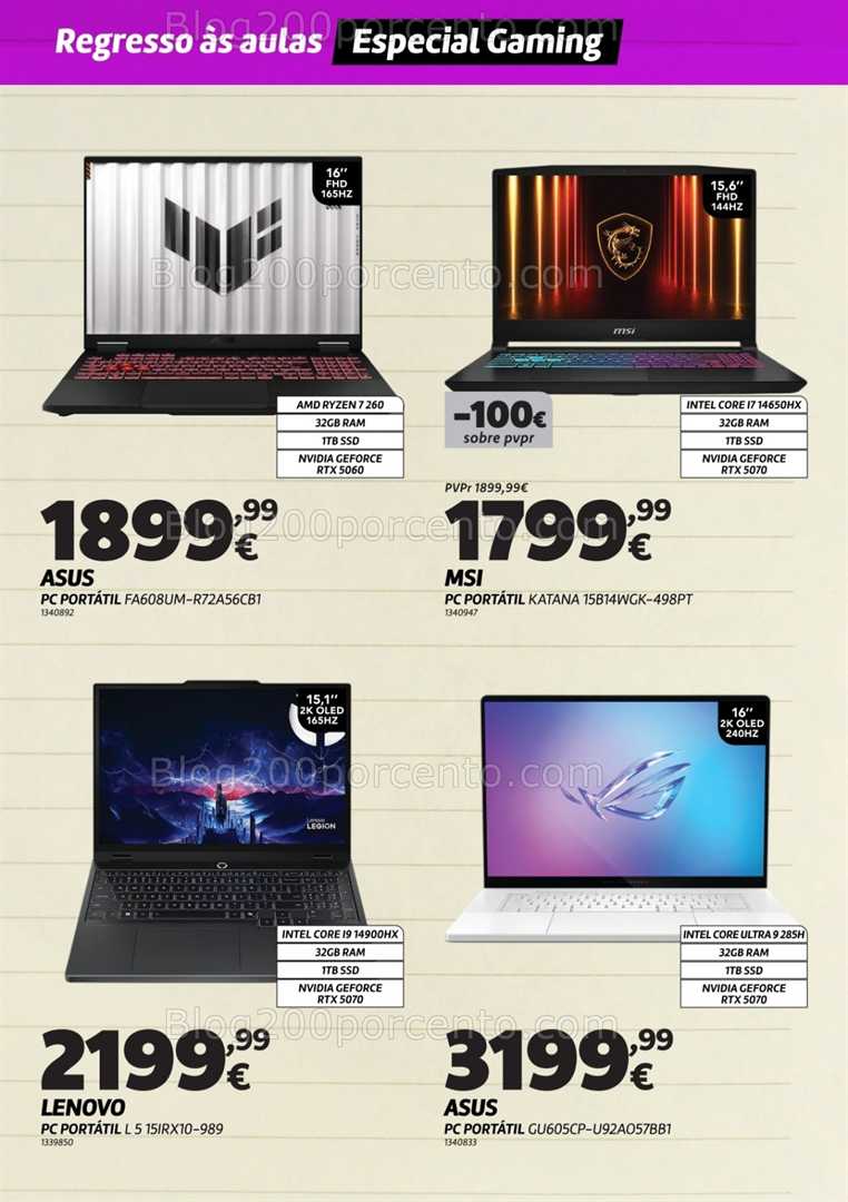 Antevisão Folheto RADIO POPULAR Regresso às Aulas Gaming Promoções de 1 a 30 setembro