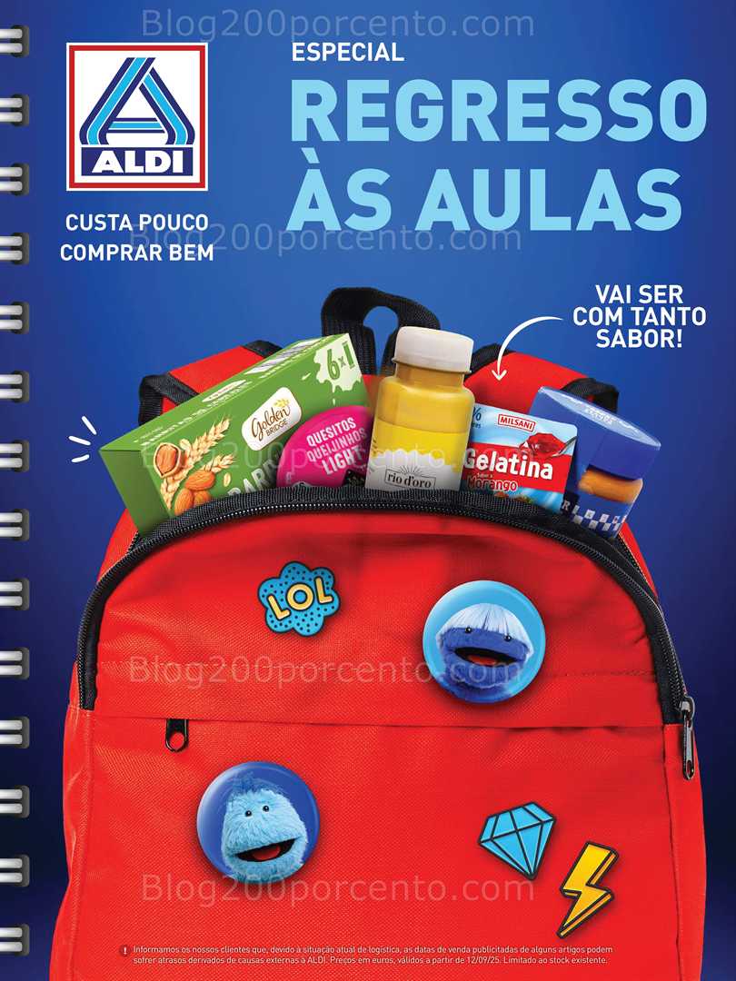 Antevisão Folheto ALDI Regresso às Aulas Promoções a partir de 12 setembro