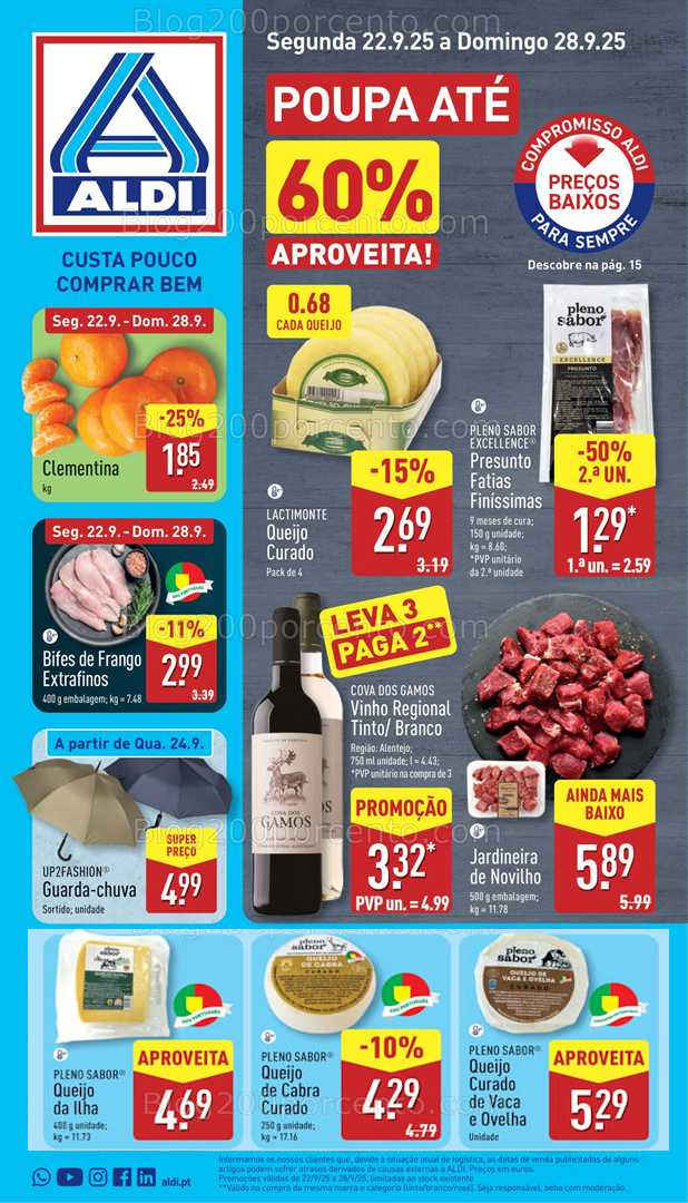 Antevisão Folheto ALDI Promoções de 22 a 28 setembro