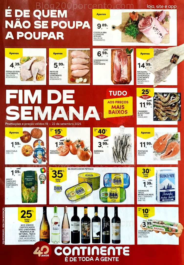 Antevisão Folheto CONTINENTE Promoções Fim de Semana - 19 a 22 setembro