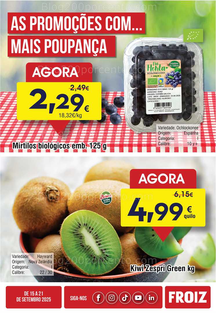 Antevisão Folheto FROIZ Promoções de 15 a 21 setembro