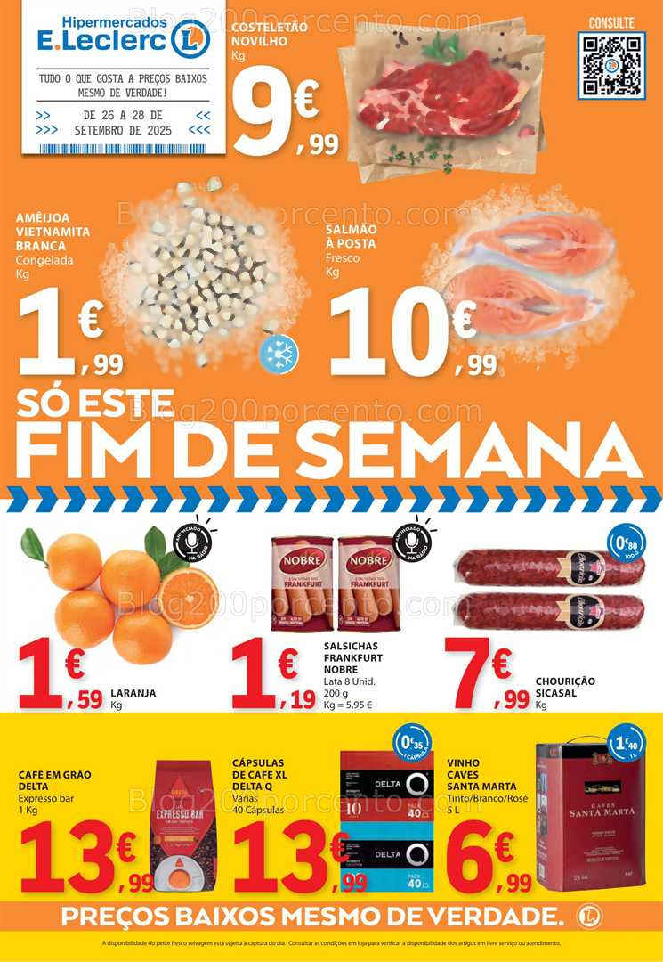 Antevisão Folheto E-LECLERC Promoções Fim de Semana - 26 a 28 setembro