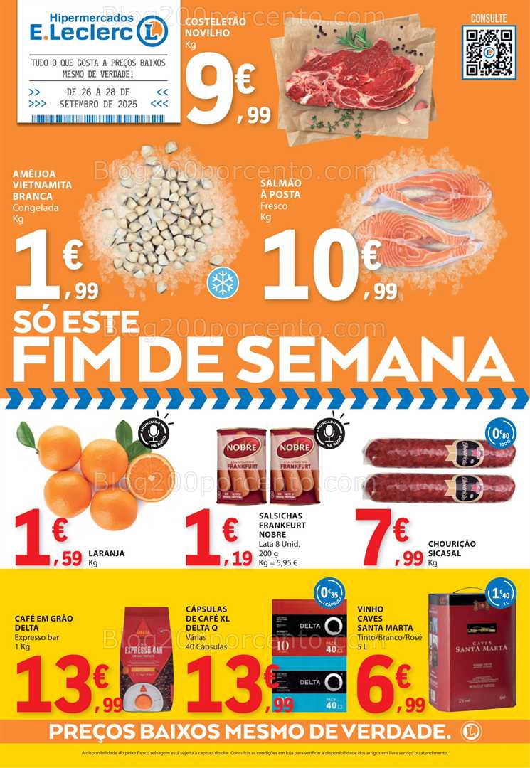 Antevisão Folheto E-LECLERC Promoções Fim de Semana - 26 a 28 setembro