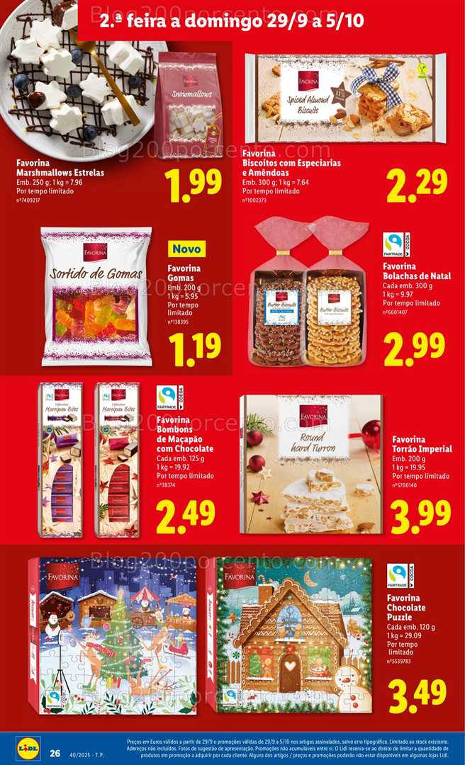 Antevisão Folheto LIDL Natal Favorina Promoções de 29 setembro a 5 outubro