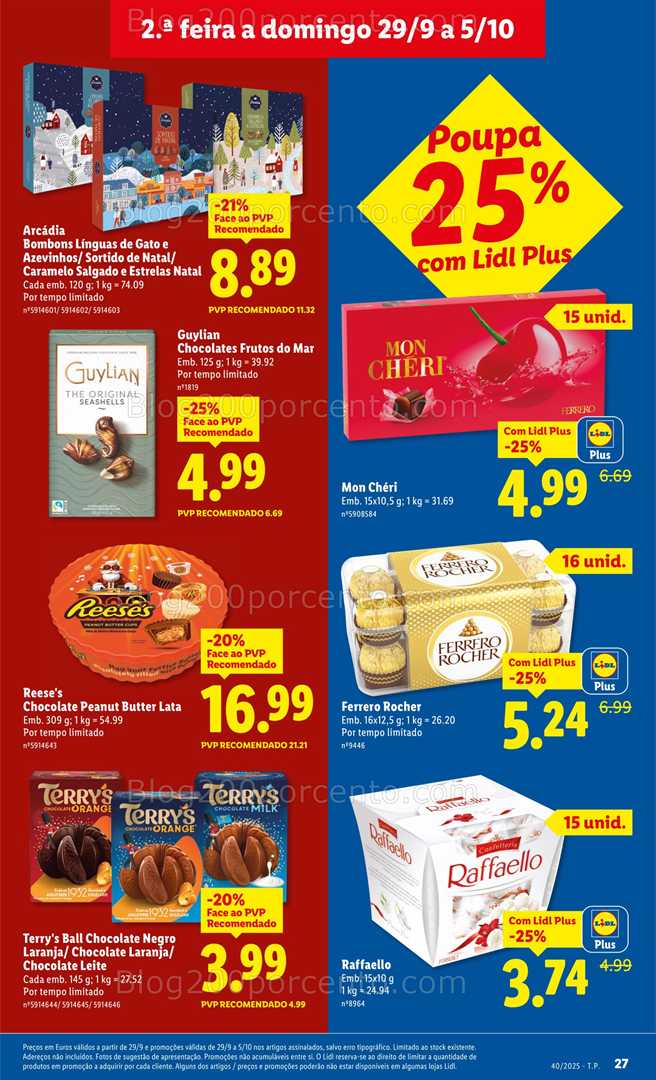 Antevisão Folheto LIDL Natal Favorina Promoções de 29 setembro a 5 outubro
