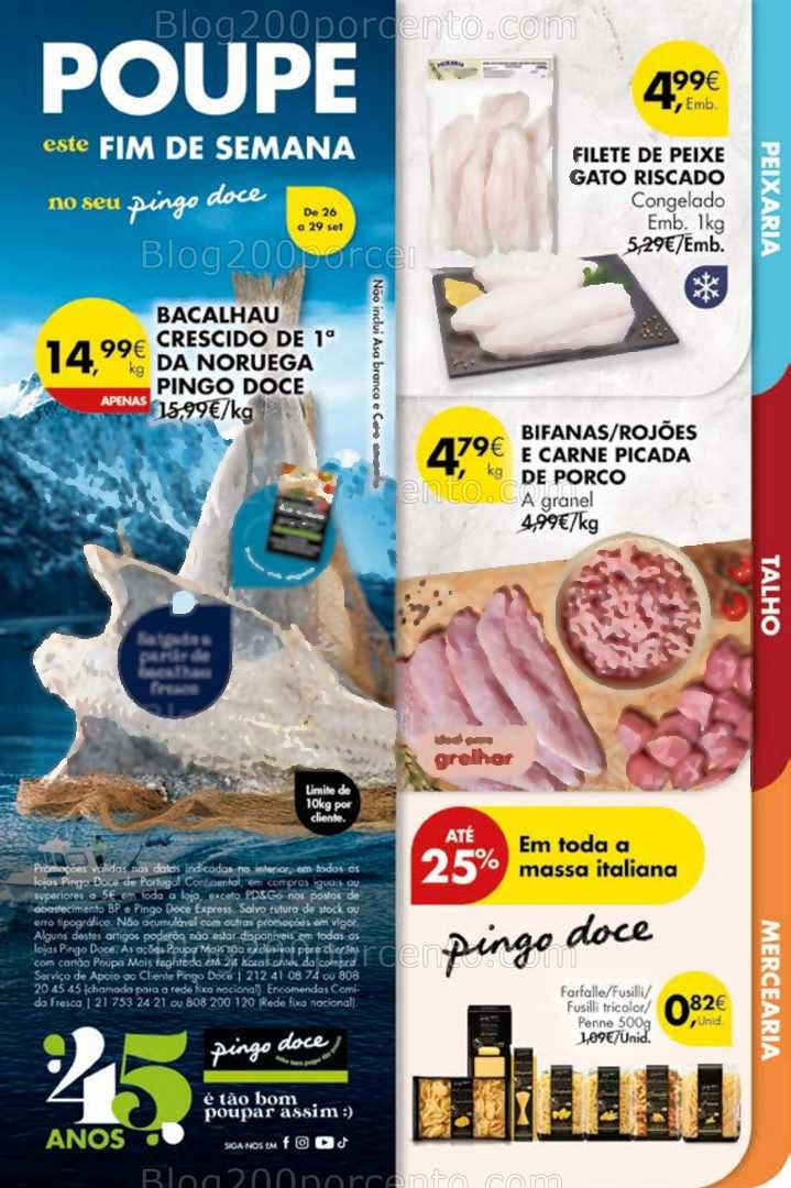 Antevisão Folheto PINGO DOCE Promoções Fim de Semana - 26 a 29 setembro