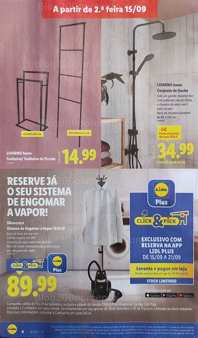 Antevisão Folheto LIDL Bazar Promoções de 15 a 25 setembro