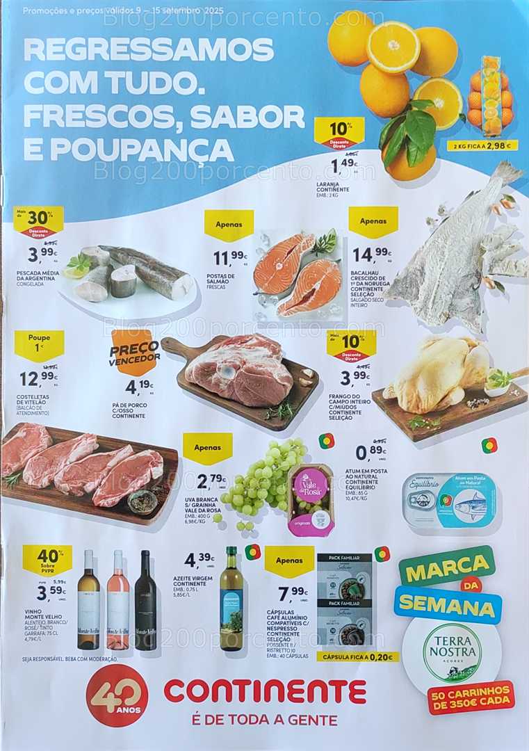 Antevisão Folheto CONTINENTE Promoções de 9 a 15 setembro
