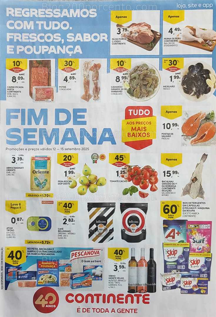 Antevisão Folheto CONTINENTE Promoções Fim de Semana - 12 a 15 setembro