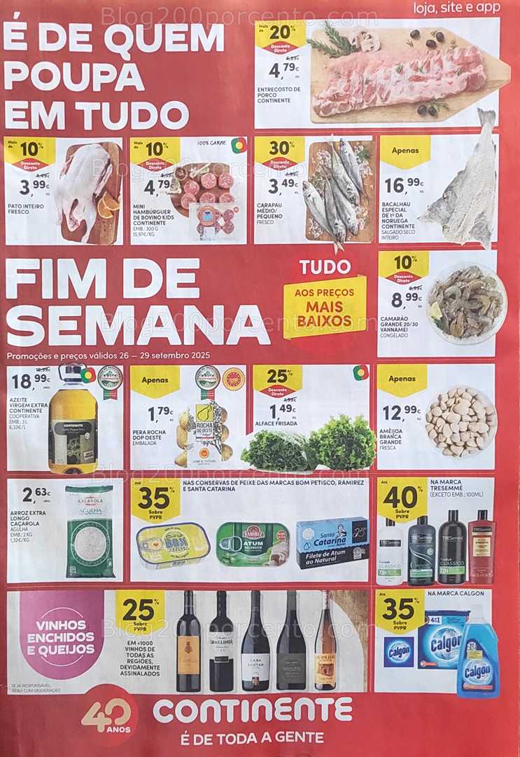 Antevisão Folheto CONTINENTE Promoções Fim de Semana - 26 a 29 setembro