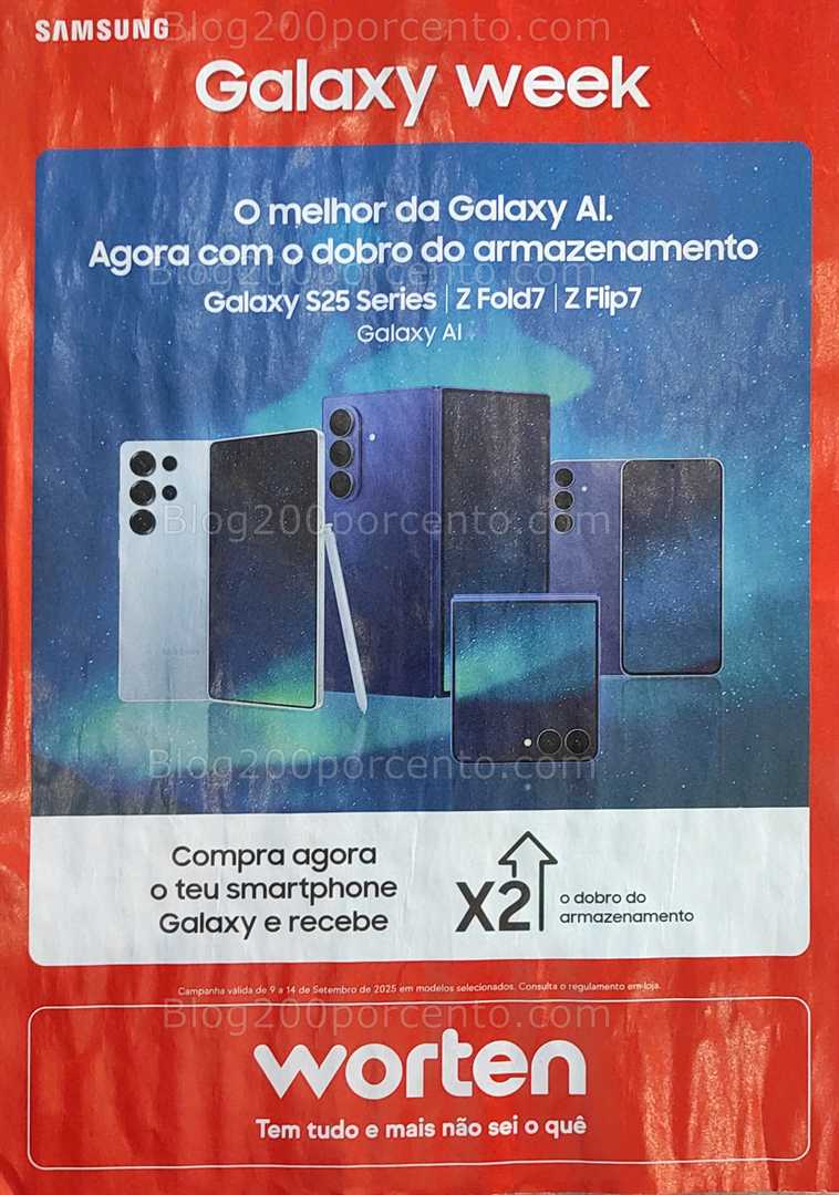 Antevisão Folheto WORTEN Especial Samsung Promoções de 9 a 14 setembro
