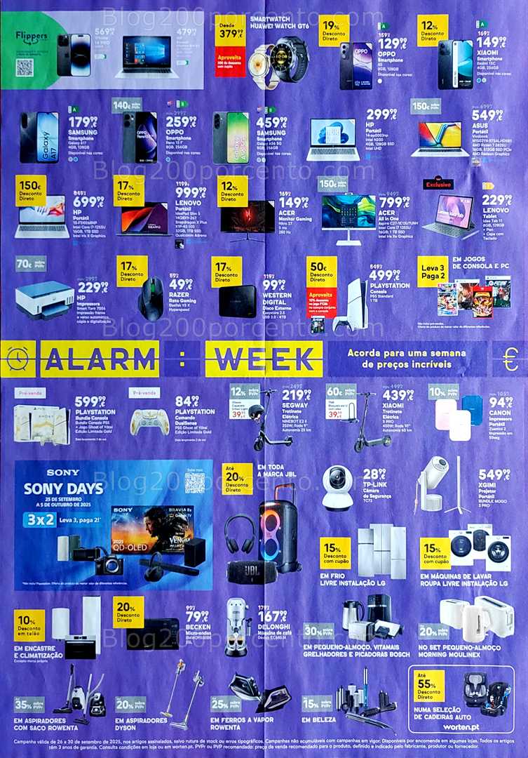 Antevisão Folheto WORTEN Alarm Week Promoções de 26 a 30 setembro