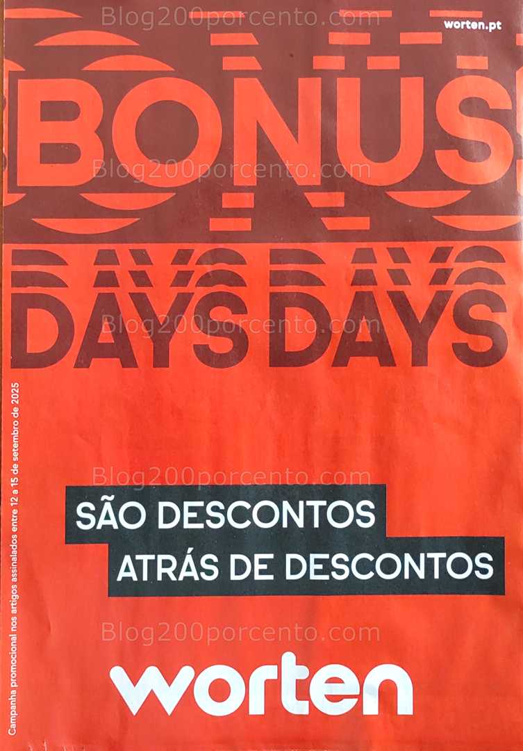 Antevisão Folheto WORTEN Bonus Days Promoções de 12 a 15 setembro