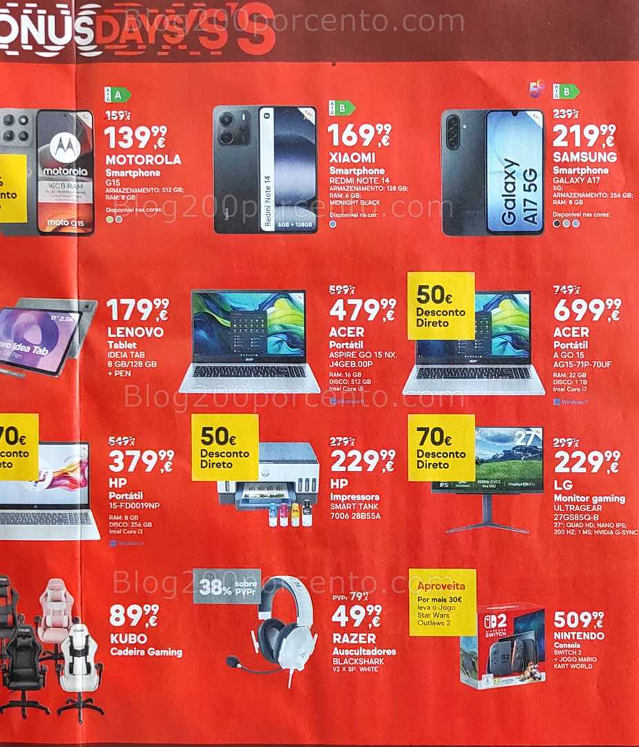 Antevisão Folheto WORTEN Bonus Days Promoções de 12 a 15 setembro