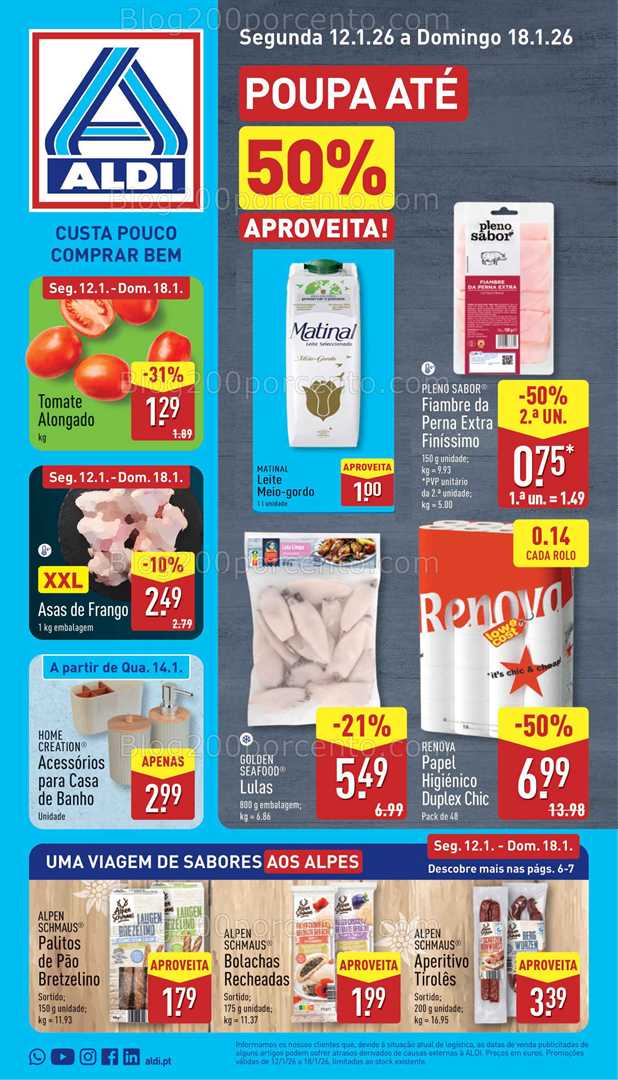 Antevisão Folheto ALDI Promoções de 12 a 18 janeiro