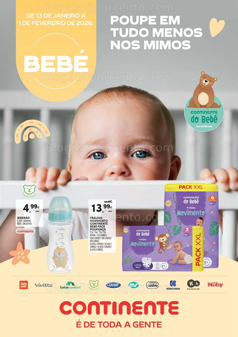 Antevisão Folheto CONTINENTE Feira do Bebé Promoções de 13 janeiro a 1 fevereiro
